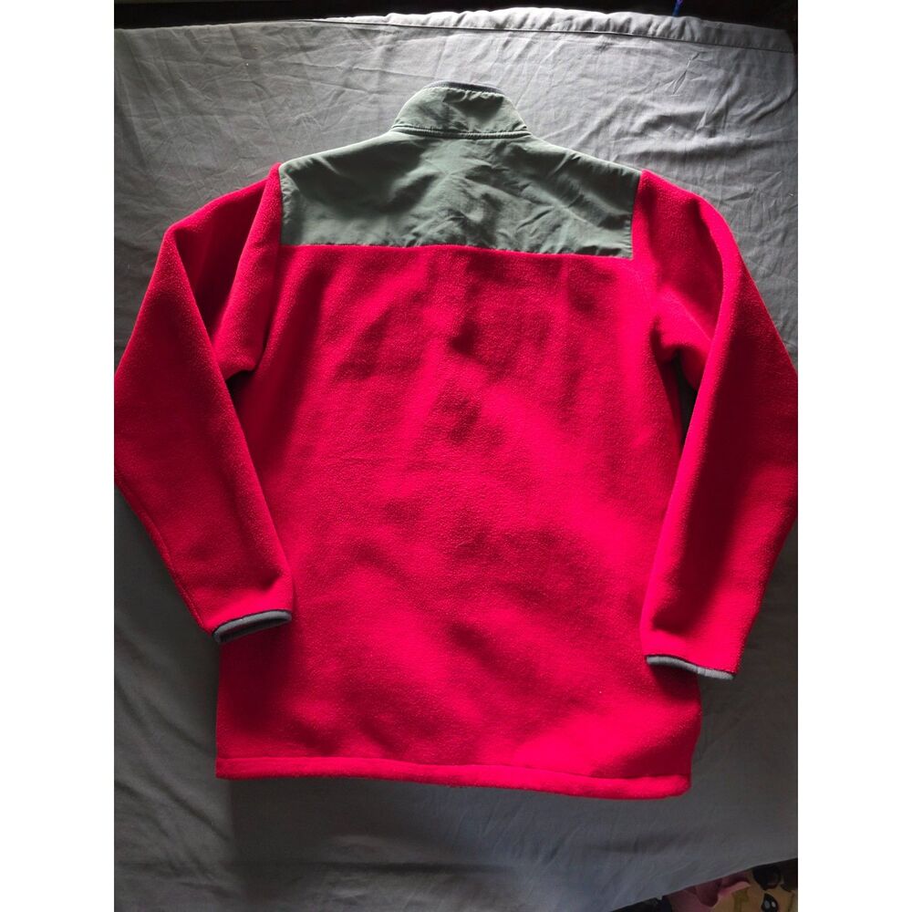 Lands' End Youth Full Zip Fleece Jacket Size 18-20 Red with Grey Overlay EUC